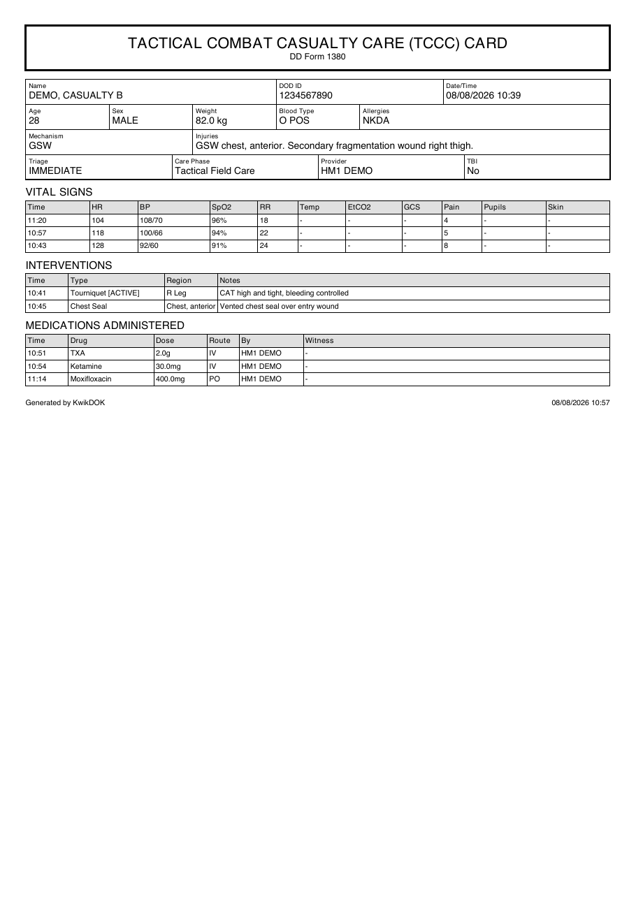 Generated DD Form 1380